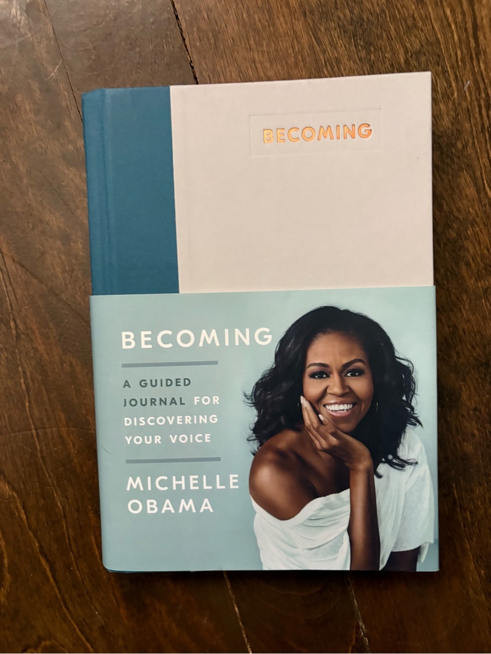 Becoming Guided Journal by Michelle Obama - Teal & White Cover